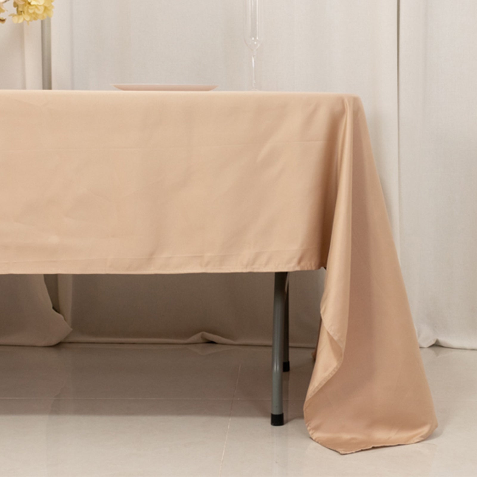 Lamour Satin 60"x126" Rectangle Tablecloth Nude - Soft & Silk - Like Table Cover - Bell Racket Store
