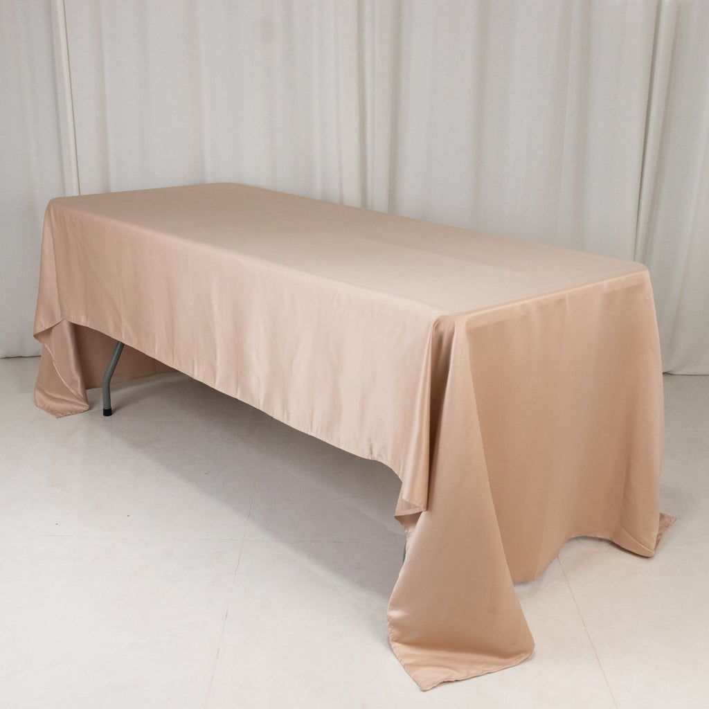 Lamour Satin 60"x126" Rectangle Tablecloth Nude - Soft & Silk - Like Table Cover - Bell Racket Store