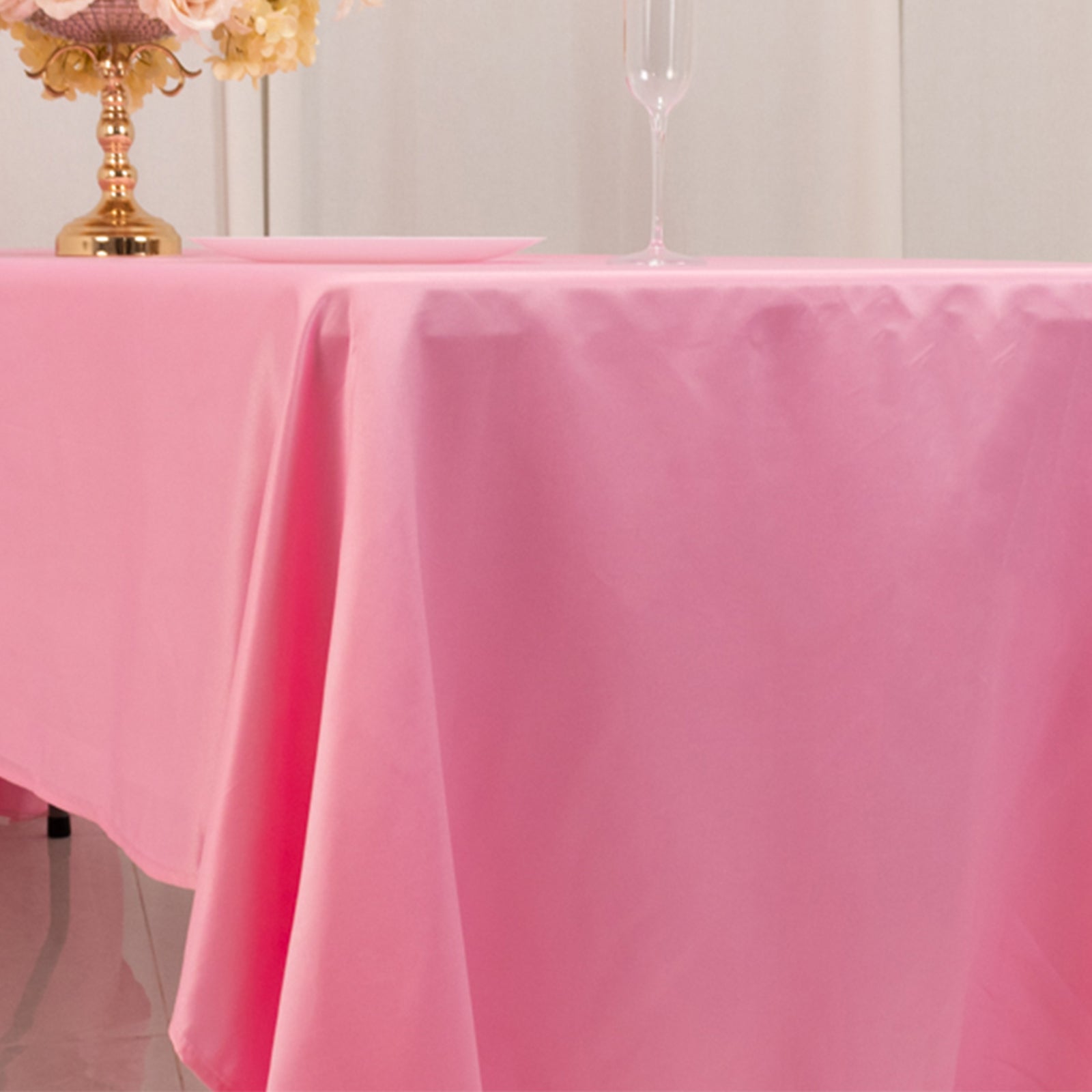 Lamour Satin 60"x126" Rectangle Tablecloth Pink - Soft & Silk - Like Table Cover - Bell Racket Store