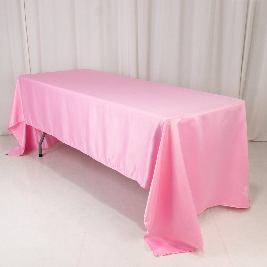 Lamour Satin 60"x126" Rectangle Tablecloth Pink - Soft & Silk - Like Table Cover - Bell Racket Store