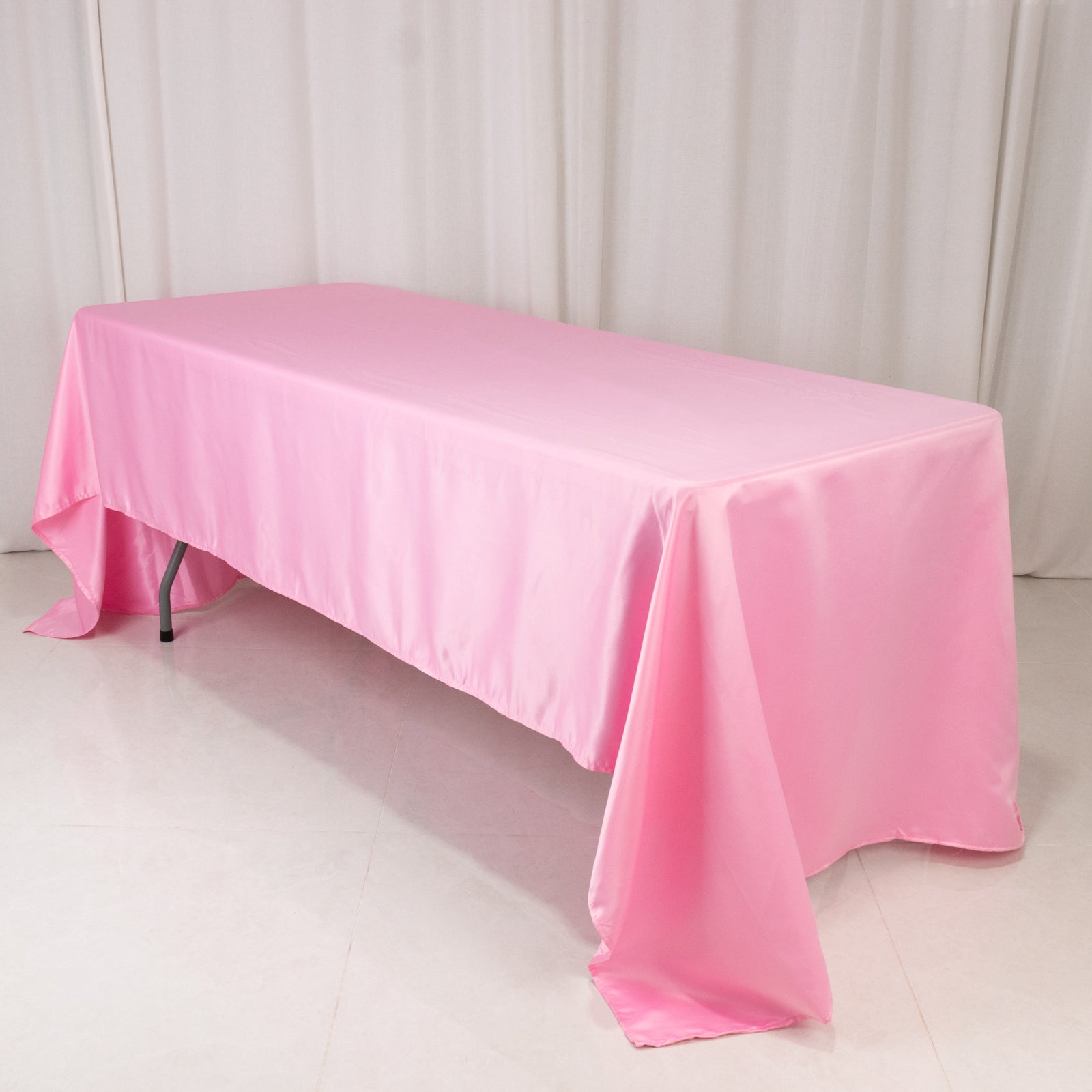 Lamour Satin 60"x126" Rectangle Tablecloth Pink - Soft & Silk - Like Table Cover - Bell Racket Store