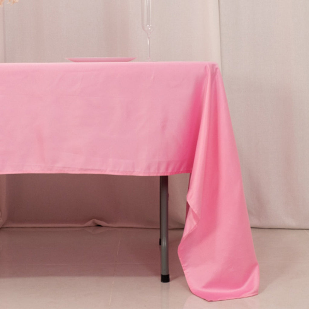 Lamour Satin 60"x126" Rectangle Tablecloth Pink - Soft & Silk - Like Table Cover - Bell Racket Store