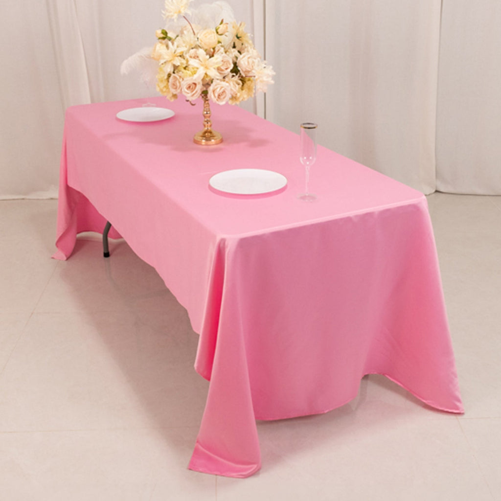 Lamour Satin 60"x126" Rectangle Tablecloth Pink - Soft & Silk - Like Table Cover - Bell Racket Store