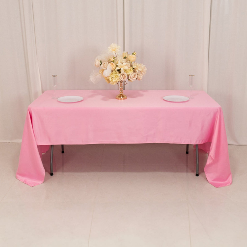 Lamour Satin 60"x126" Rectangle Tablecloth Pink - Soft & Silk - Like Table Cover - Bell Racket Store
