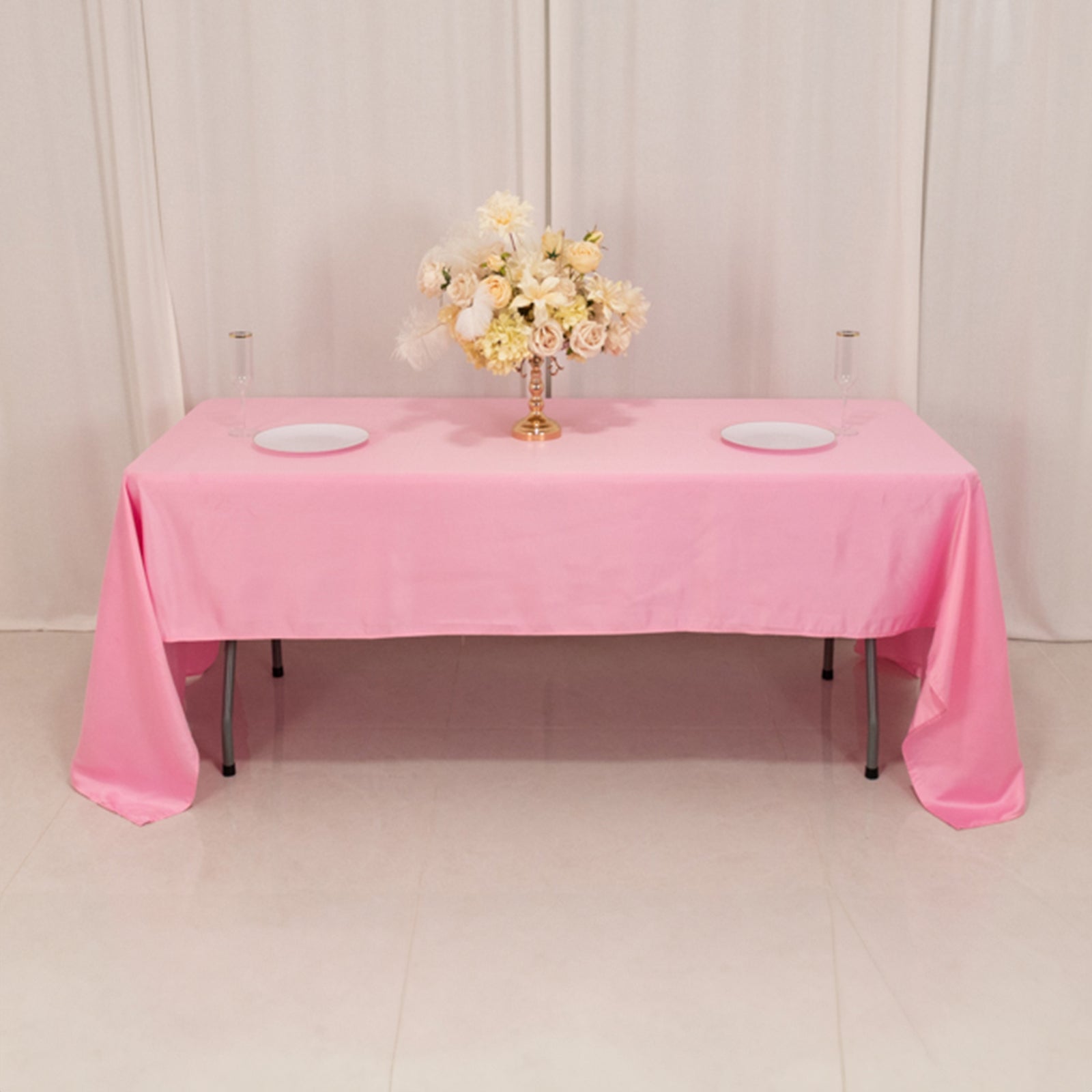 Lamour Satin 60"x126" Rectangle Tablecloth Pink - Soft & Silk - Like Table Cover - Bell Racket Store