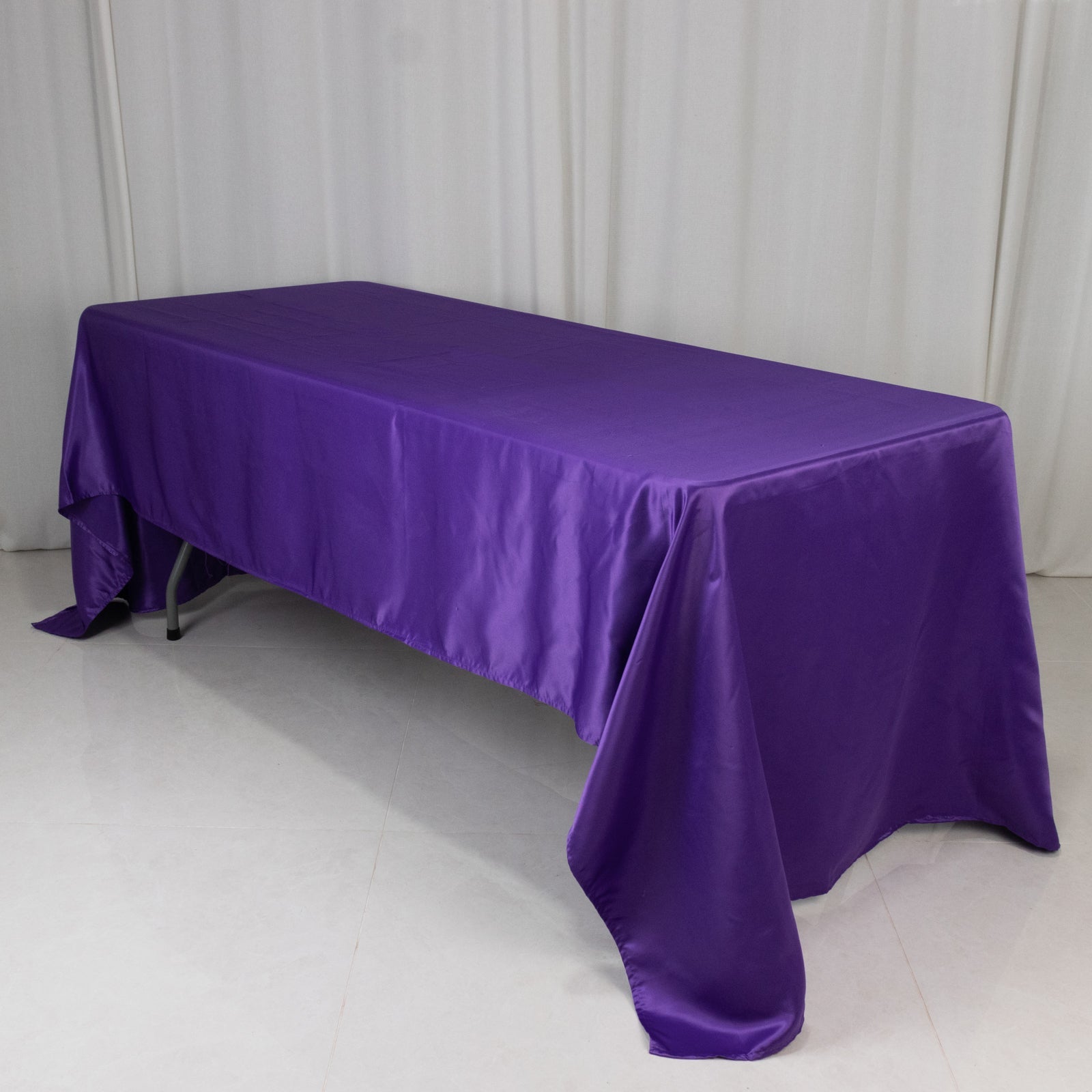 Lamour Satin 60"x126" Rectangle Tablecloth Purple - Soft & Silk - Like Table Cover - Bell Racket Store