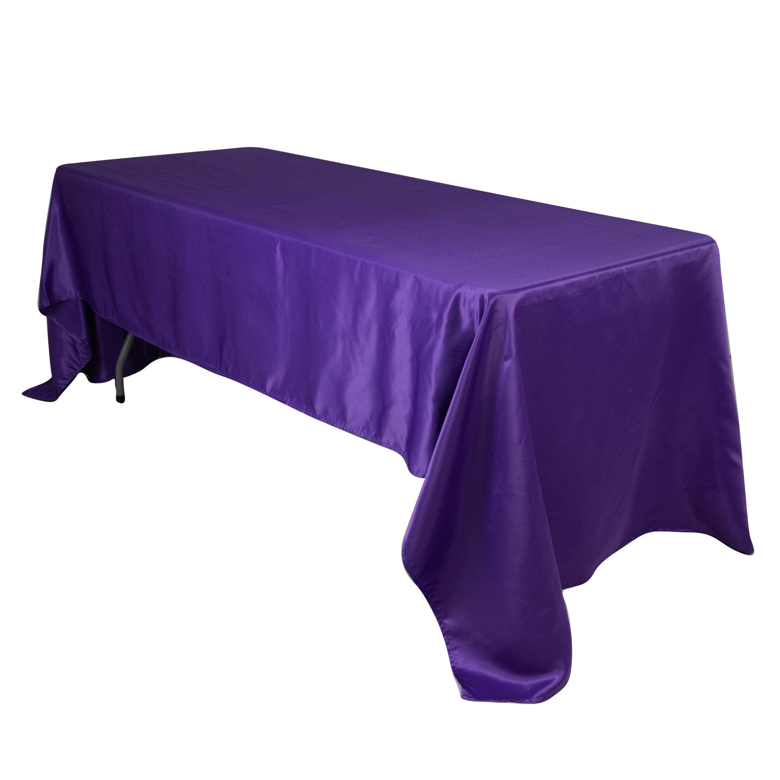 Lamour Satin 60"x126" Rectangle Tablecloth Purple - Soft & Silk - Like Table Cover - Bell Racket Store