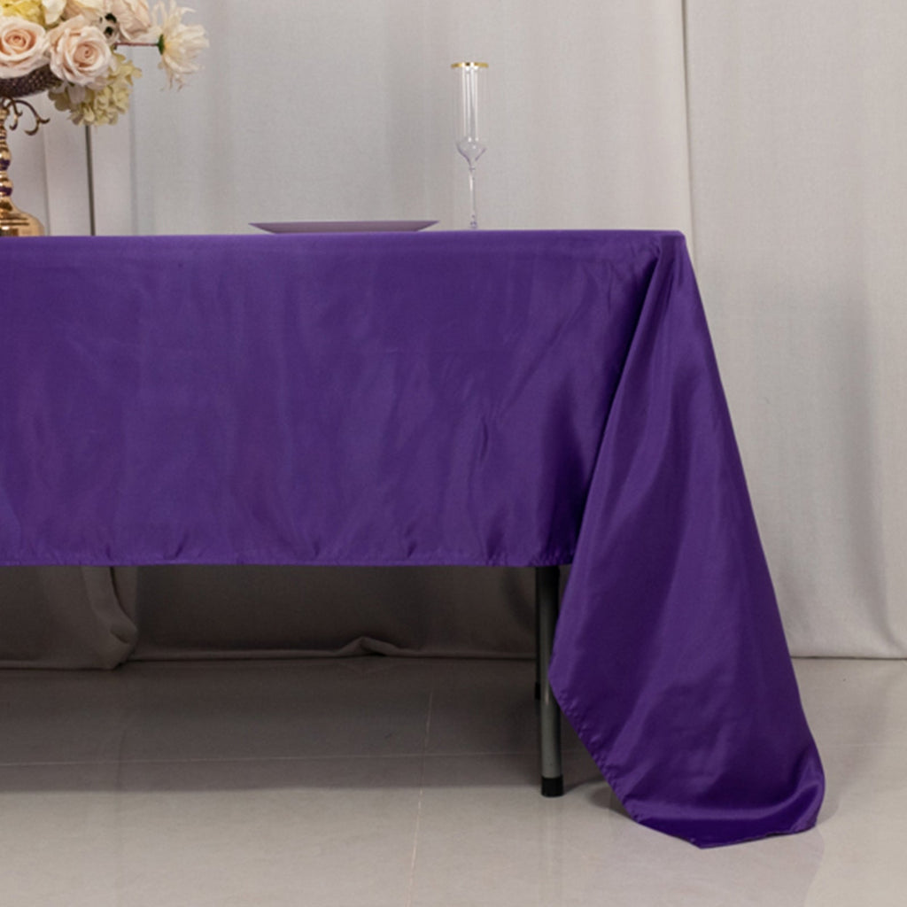 Lamour Satin 60"x126" Rectangle Tablecloth Purple - Soft & Silk - Like Table Cover - Bell Racket Store