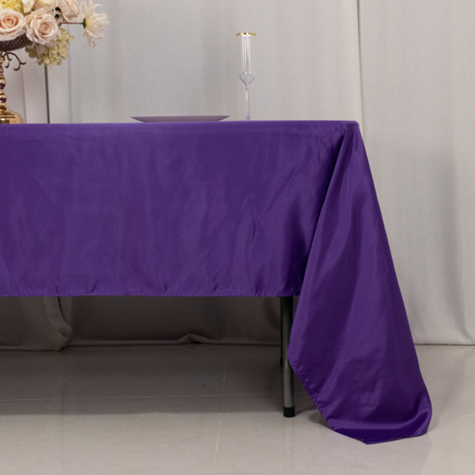 Lamour Satin 60"x126" Rectangle Tablecloth Purple - Soft & Silk - Like Table Cover - Bell Racket Store