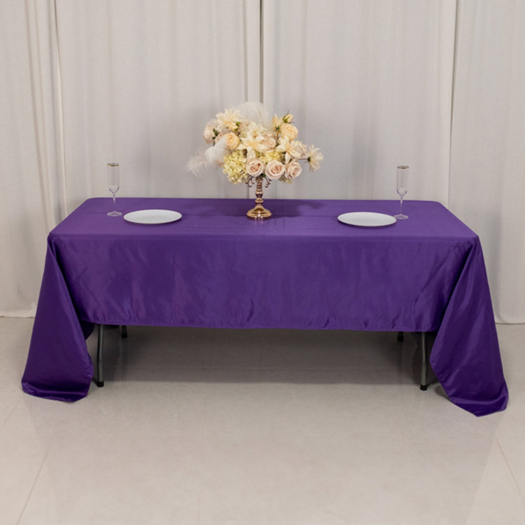 Lamour Satin 60"x126" Rectangle Tablecloth Purple - Soft & Silk - Like Table Cover - Bell Racket Store