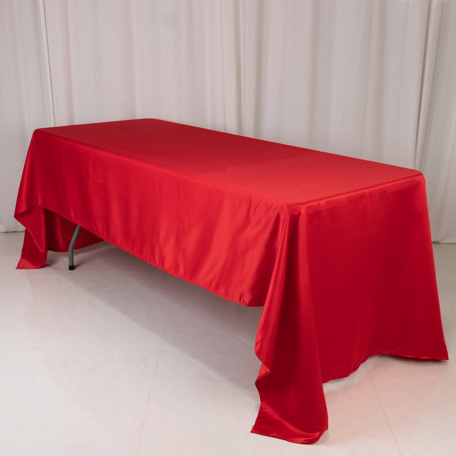 Lamour Satin 60"x126" Rectangle Tablecloth Red - Soft & Silk - Like Table Cover - Bell Racket Store