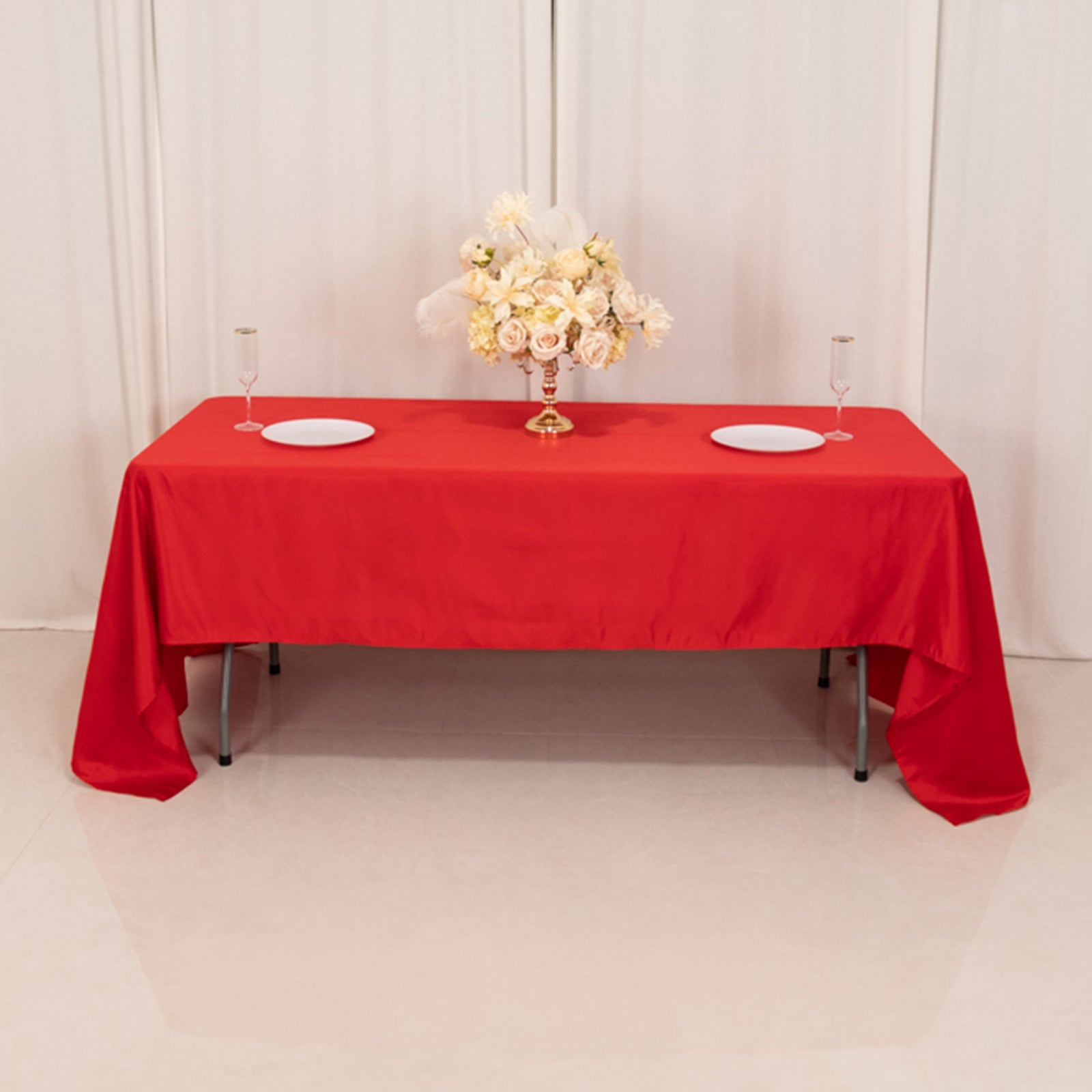 Lamour Satin 60"x126" Rectangle Tablecloth Red - Soft & Silk - Like Table Cover - Bell Racket Store