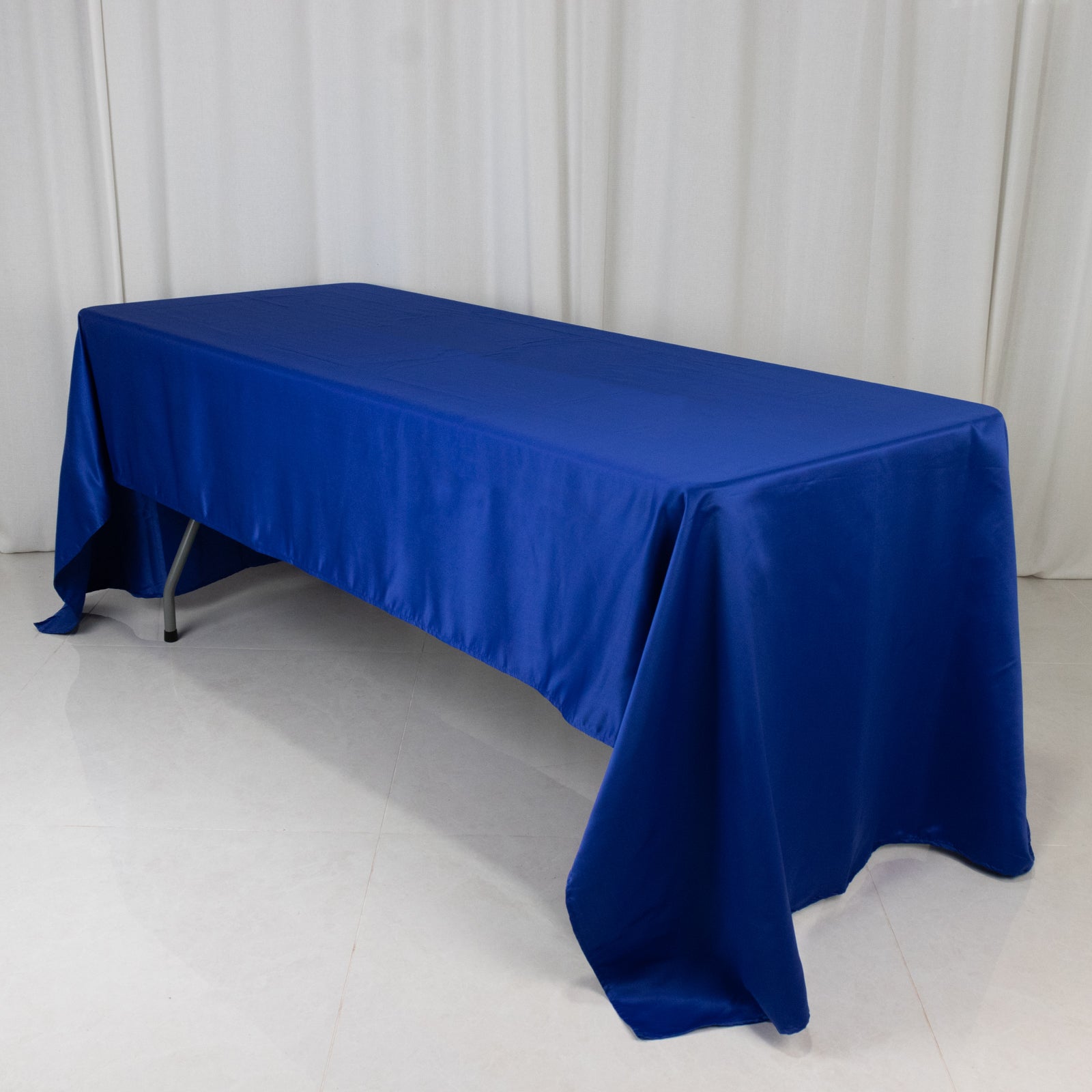Lamour Satin 60"x126" Rectangle Tablecloth Royal Blue - Soft & Silk - Like Table Cover - Bell Racket Store