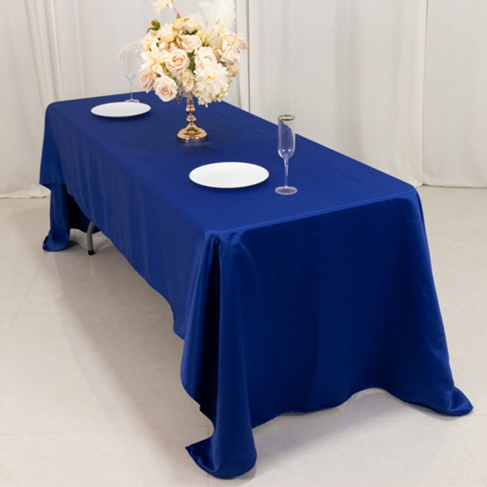 Lamour Satin 60"x126" Rectangle Tablecloth Royal Blue - Soft & Silk - Like Table Cover - Bell Racket Store
