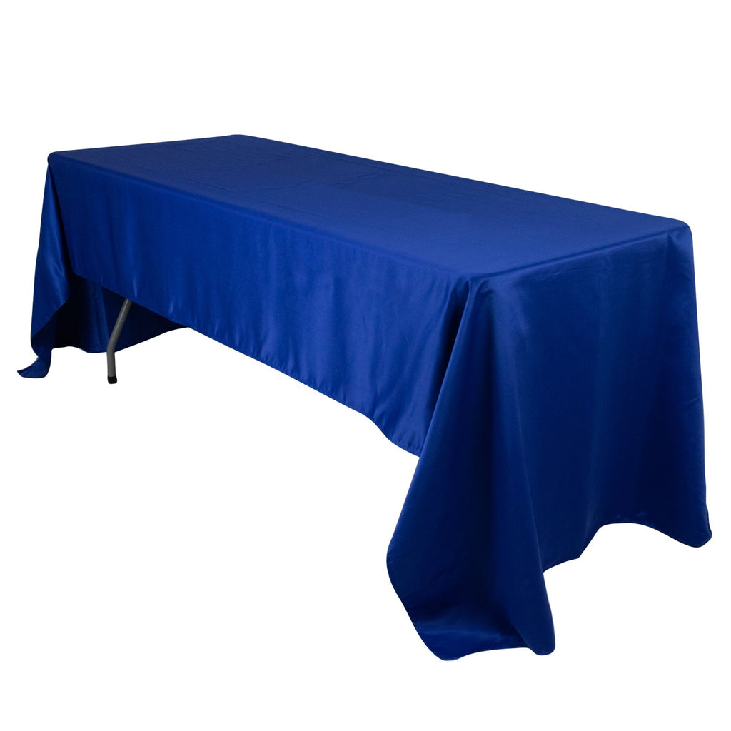 Lamour Satin 60"x126" Rectangle Tablecloth Royal Blue - Soft & Silk - Like Table Cover - Bell Racket Store