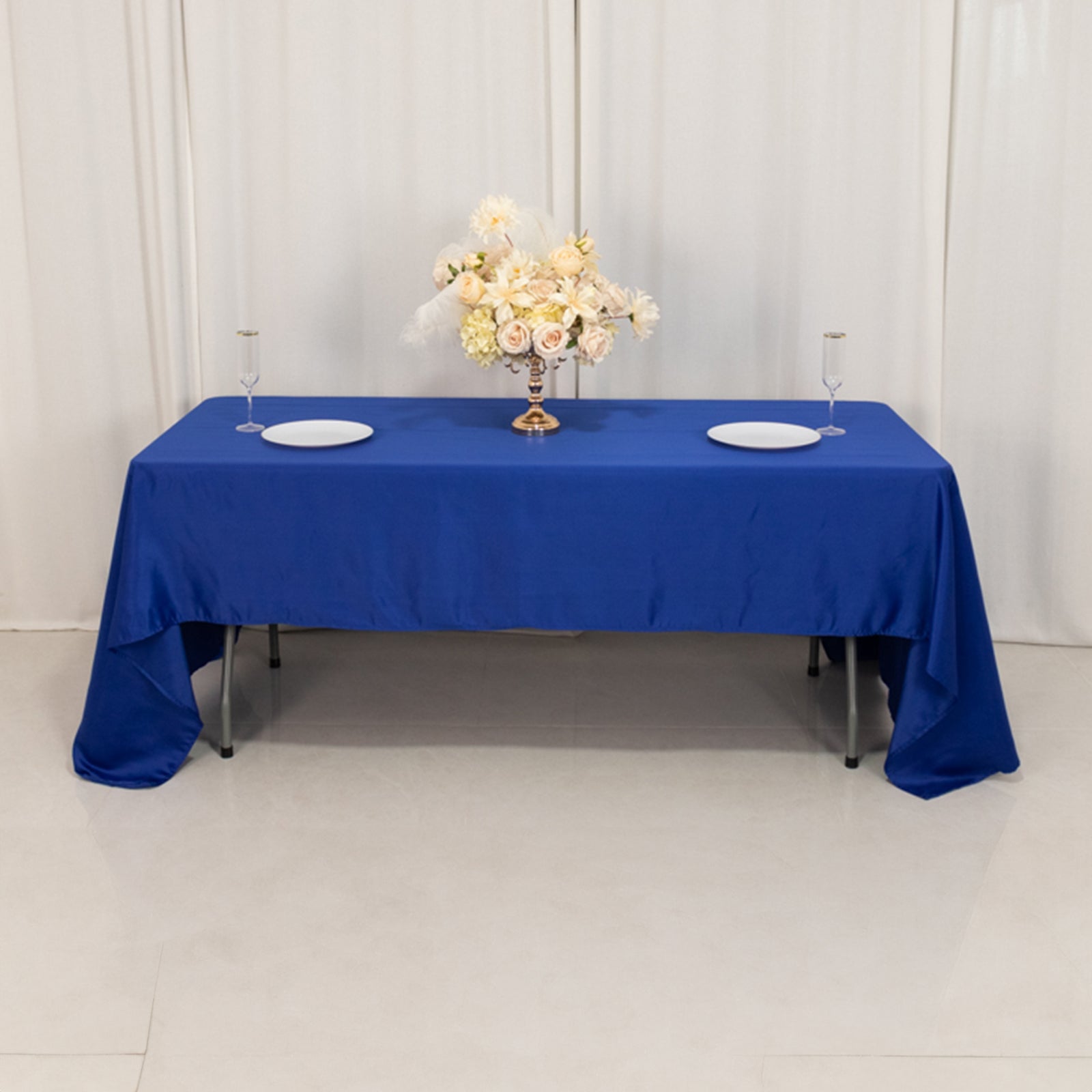 Lamour Satin 60"x126" Rectangle Tablecloth Royal Blue - Soft & Silk - Like Table Cover - Bell Racket Store