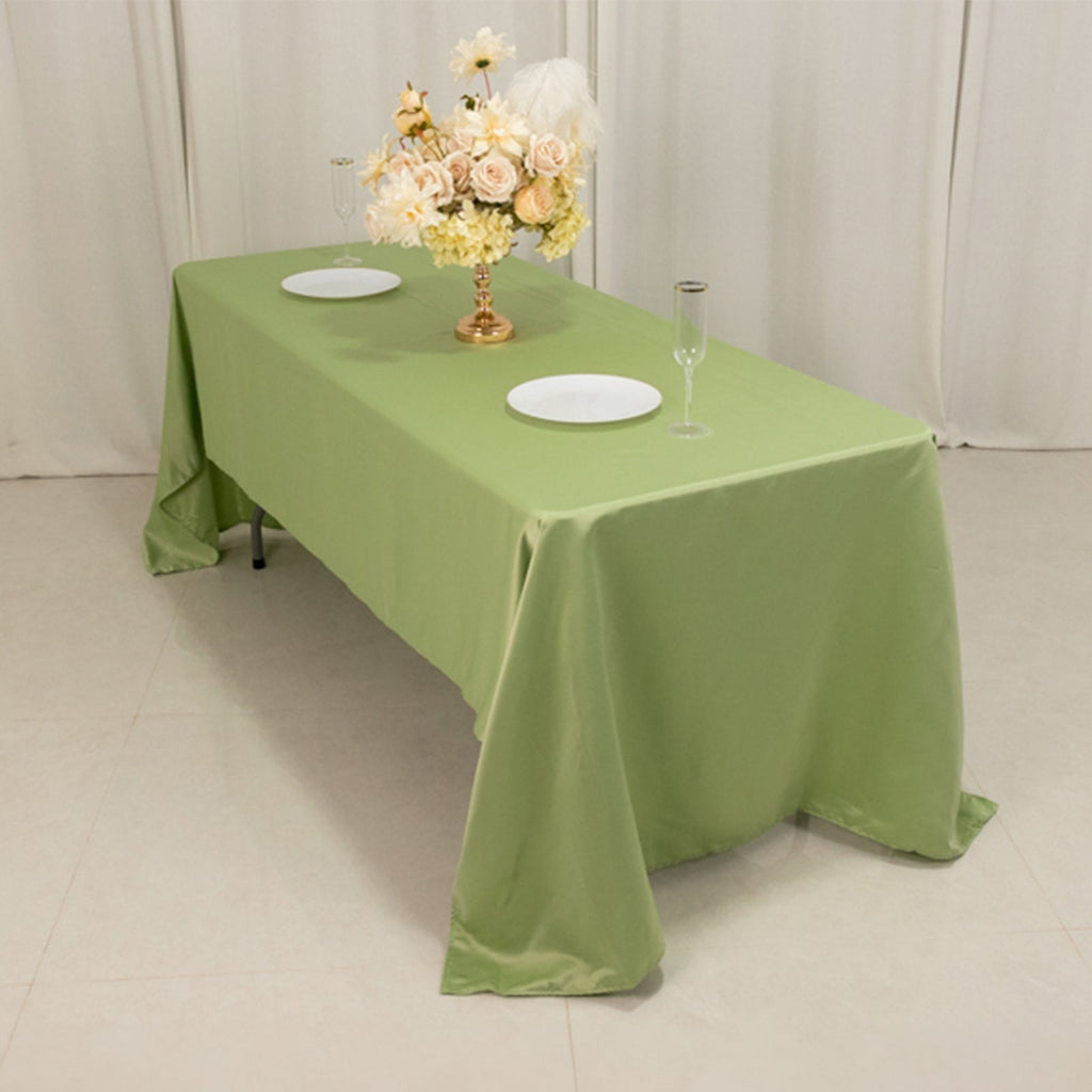 Lamour Satin 60"x126" Rectangle Tablecloth Sage Green - Soft & Silk - Like Table Cover - Bell Racket Store