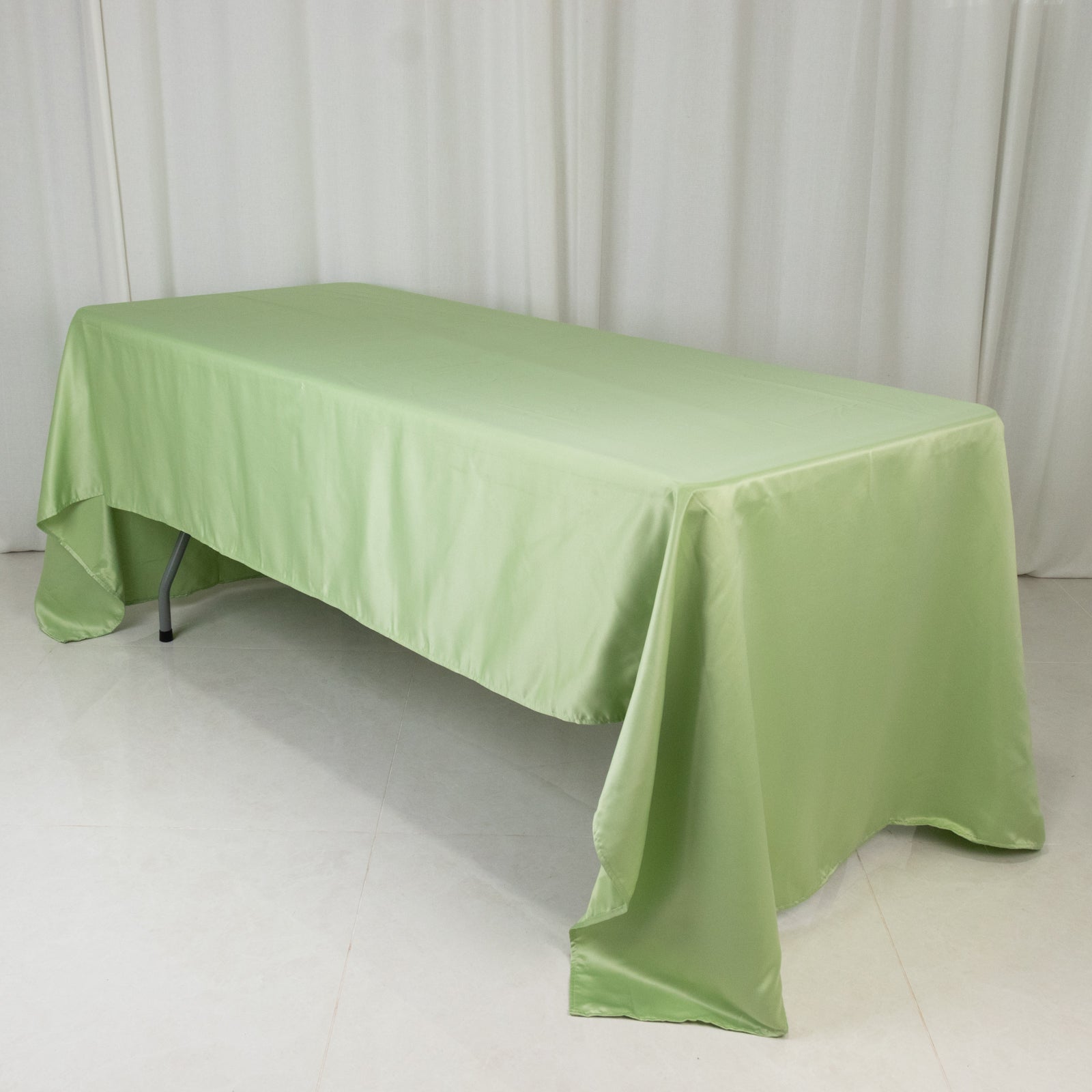 Lamour Satin 60"x126" Rectangle Tablecloth Sage Green - Soft & Silk - Like Table Cover - Bell Racket Store
