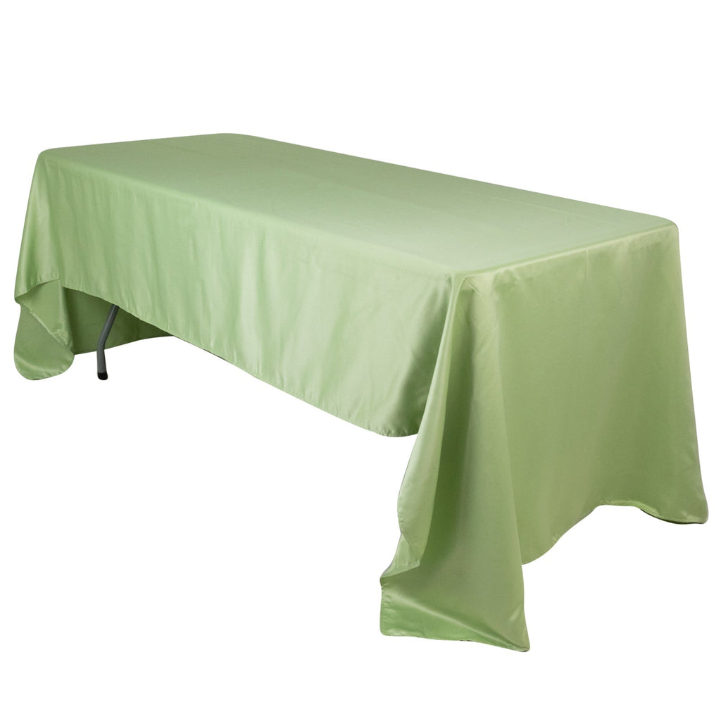 Lamour Satin 60"x126" Rectangle Tablecloth Sage Green - Soft & Silk - Like Table Cover - Bell Racket Store