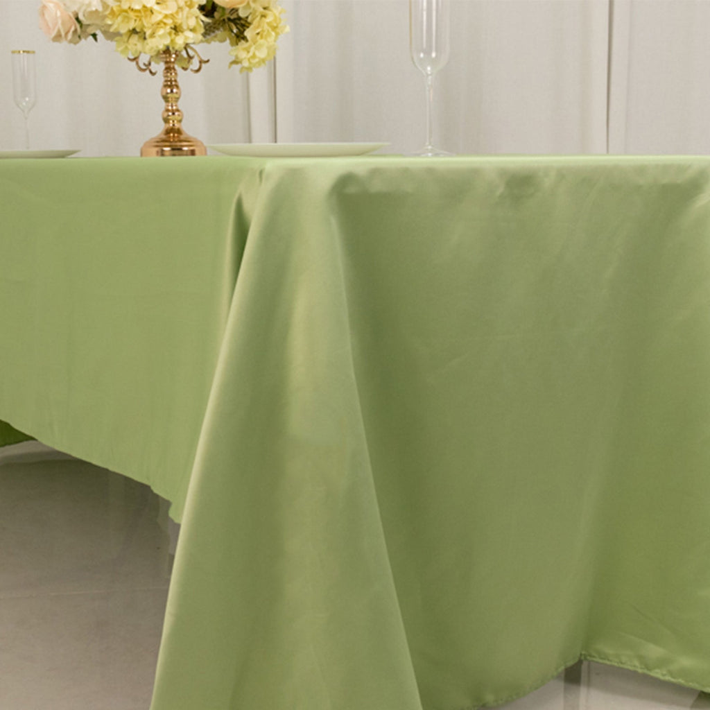 Lamour Satin 60"x126" Rectangle Tablecloth Sage Green - Soft & Silk - Like Table Cover - Bell Racket Store