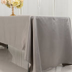 Lamour Satin 60"x126" Rectangle Tablecloth Silver - Soft & Silk - Like Table Cover - Bell Racket Store
