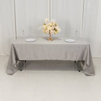 Lamour Satin 60"x126" Rectangle Tablecloth Silver - Soft & Silk - Like Table Cover - Bell Racket Store