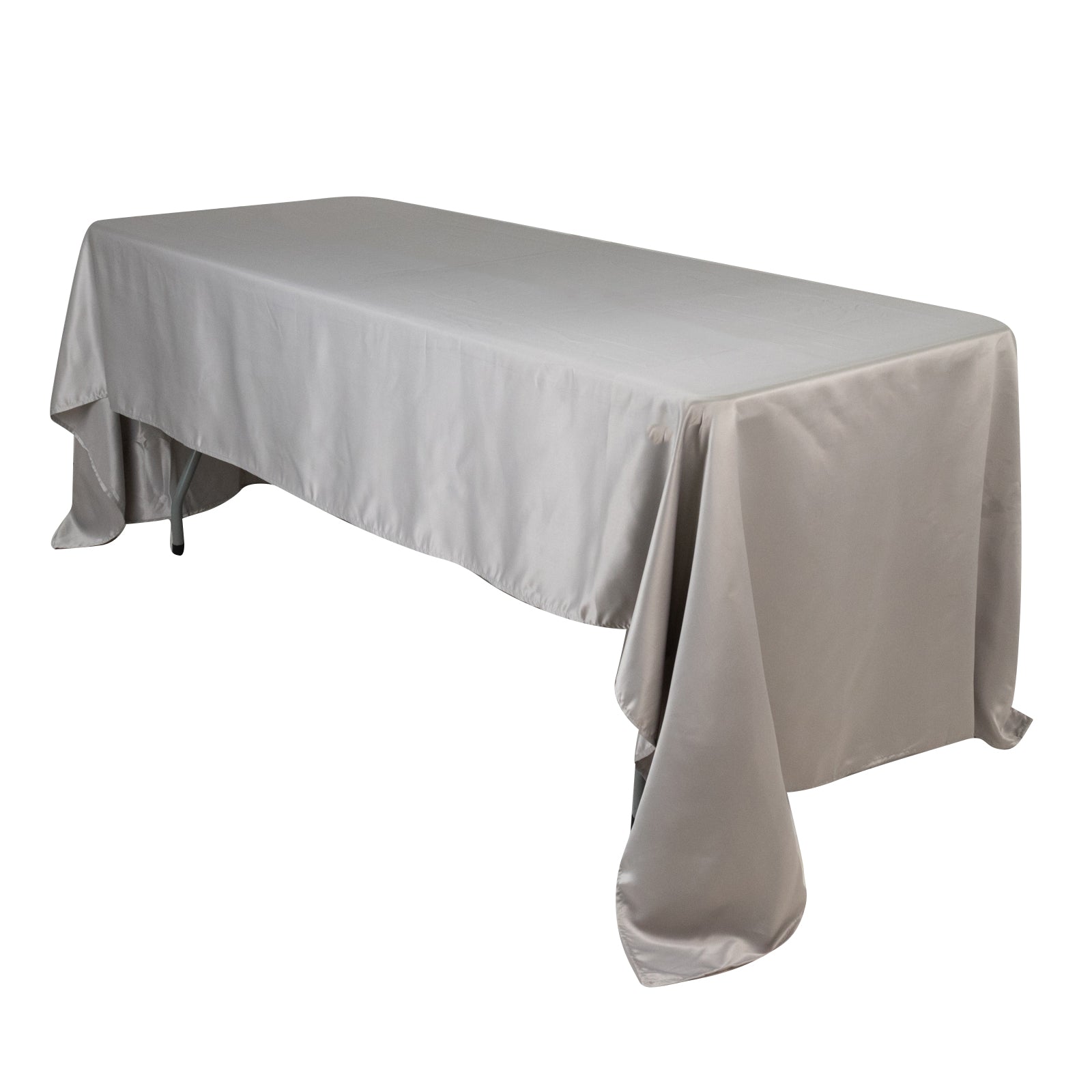 Lamour Satin 60"x126" Rectangle Tablecloth Silver - Soft & Silk - Like Table Cover - Bell Racket Store