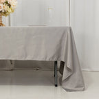 Lamour Satin 60"x126" Rectangle Tablecloth Silver - Soft & Silk - Like Table Cover - Bell Racket Store
