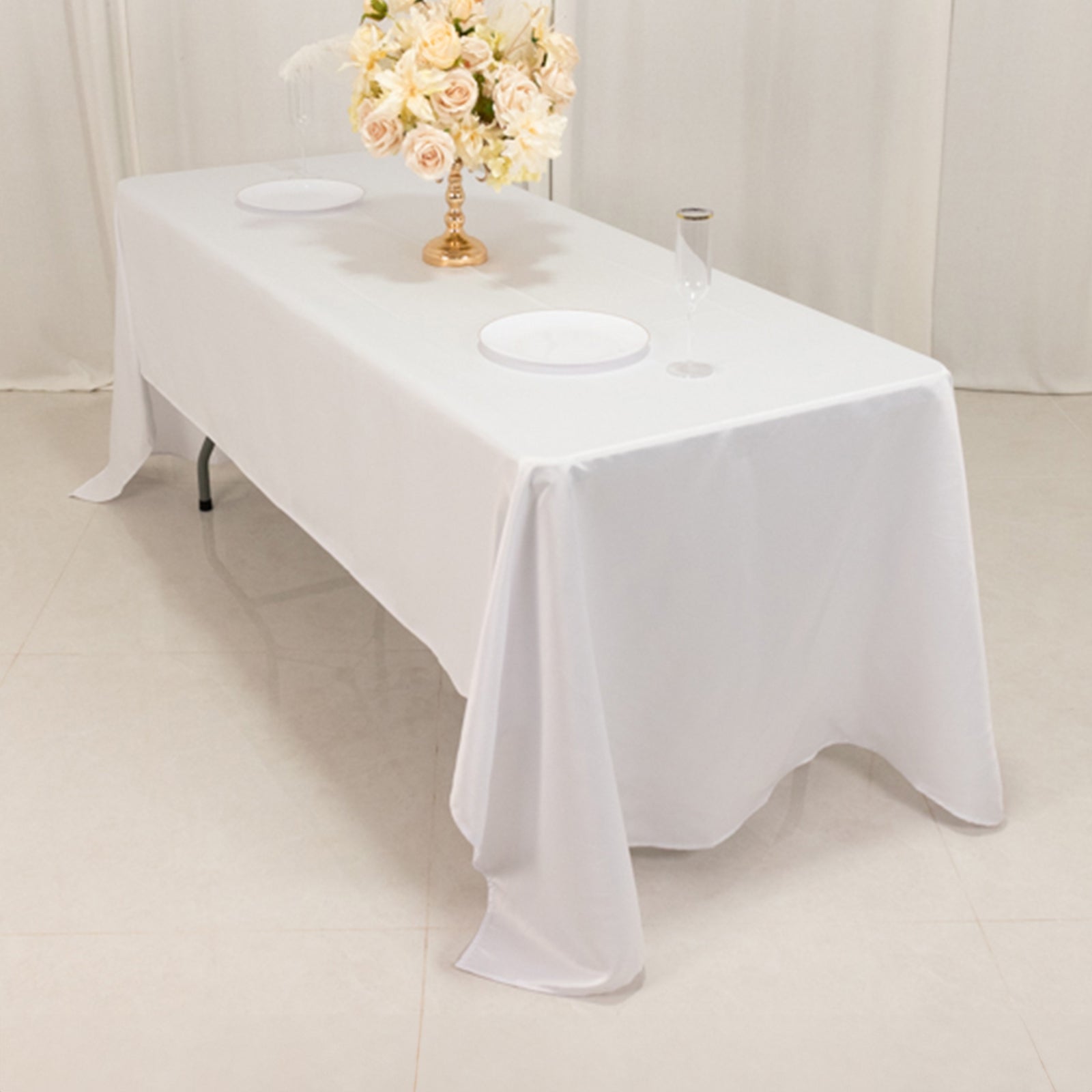 Lamour Satin 60"x126" Rectangle Tablecloth White - Soft & Silk - Like Table Cover for Upscale Dining - Bell Racket Store
