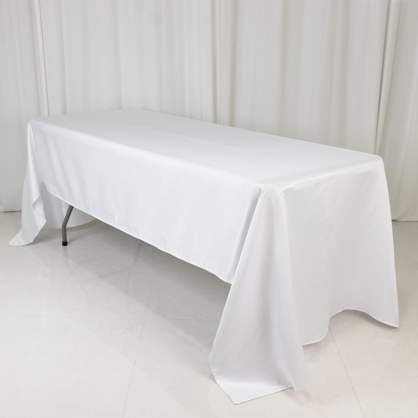 Lamour Satin 60"x126" Rectangle Tablecloth White - Soft & Silk - Like Table Cover for Upscale Dining - Bell Racket Store