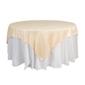 Lamour Satin 72"x72" Table Overlay Square Tablecloth Beige - Smooth Finish Table Topper - Bell Racket Store