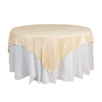 Lamour Satin 72"x72" Table Overlay Square Tablecloth Beige - Smooth Finish Table Topper - Bell Racket Store