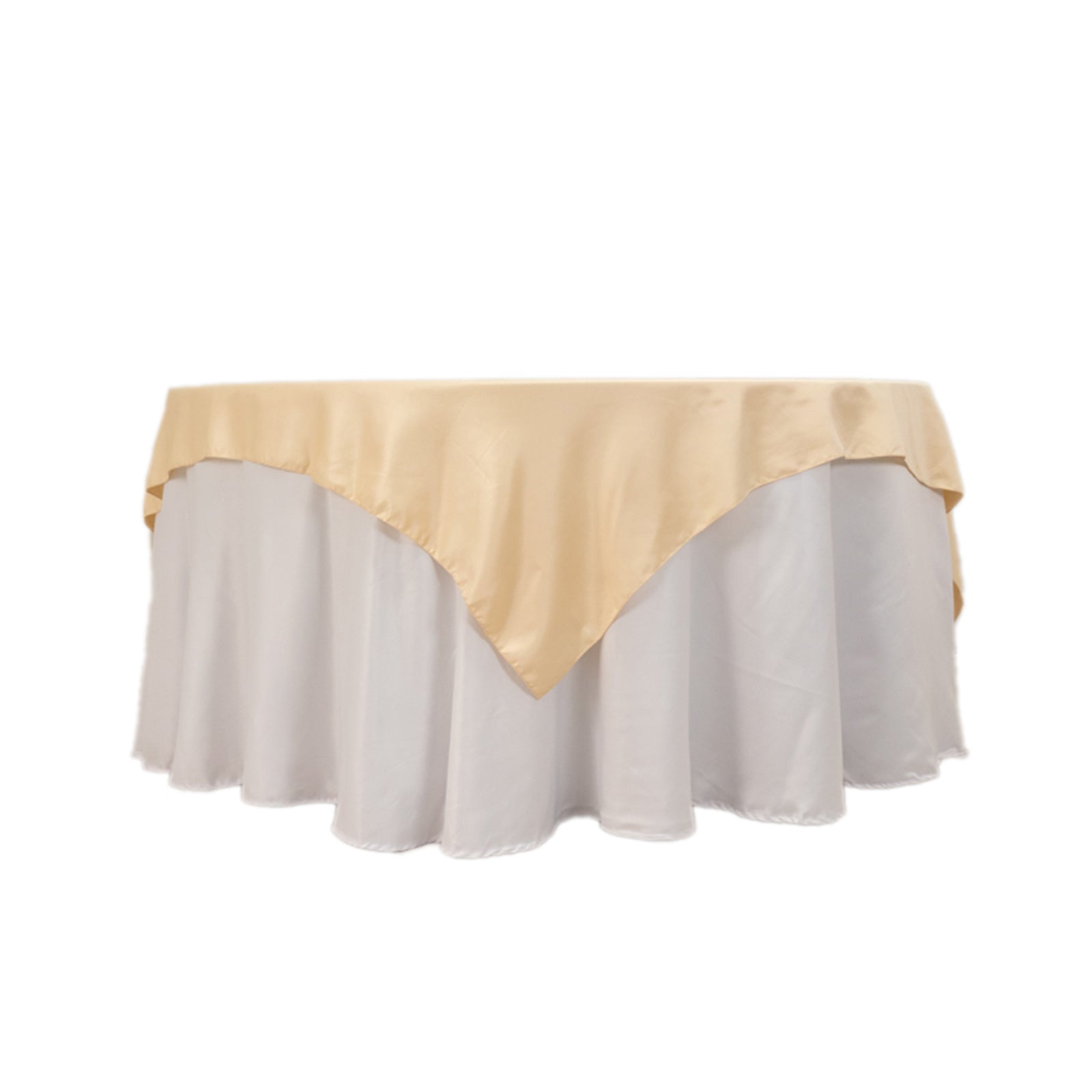 Lamour Satin 72"x72" Table Overlay Square Tablecloth Beige - Smooth Finish Table Topper - Bell Racket Store