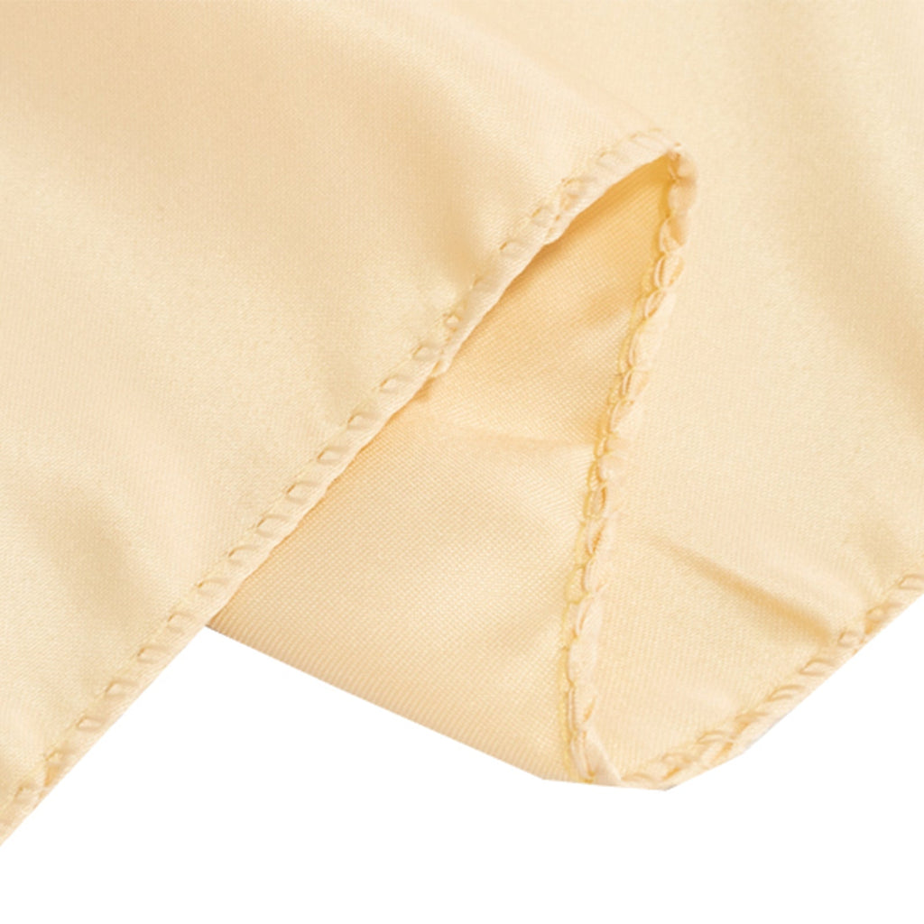 Lamour Satin 72"x72" Table Overlay Square Tablecloth Beige - Smooth Finish Table Topper - Bell Racket Store