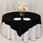 Lamour Satin 72"x72" Table Overlay Square Tablecloth Black - Smooth Finish for Luxurious Events - Bell Racket Store