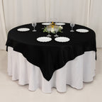 Lamour Satin 72"x72" Table Overlay Square Tablecloth Black - Smooth Finish for Luxurious Events - Bell Racket Store