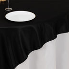 Lamour Satin 72"x72" Table Overlay Square Tablecloth Black - Smooth Finish for Luxurious Events - Bell Racket Store