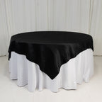 Lamour Satin 72"x72" Table Overlay Square Tablecloth Black - Smooth Finish for Luxurious Events - Bell Racket Store
