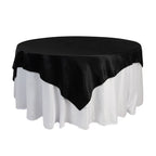 Lamour Satin 72"x72" Table Overlay Square Tablecloth Black - Smooth Finish for Luxurious Events - Bell Racket Store