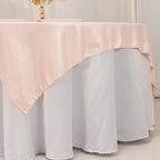 Lamour Satin 72"x72" Table Overlay Square Tablecloth Blush - Smooth Finish Table Topper - Bell Racket Store