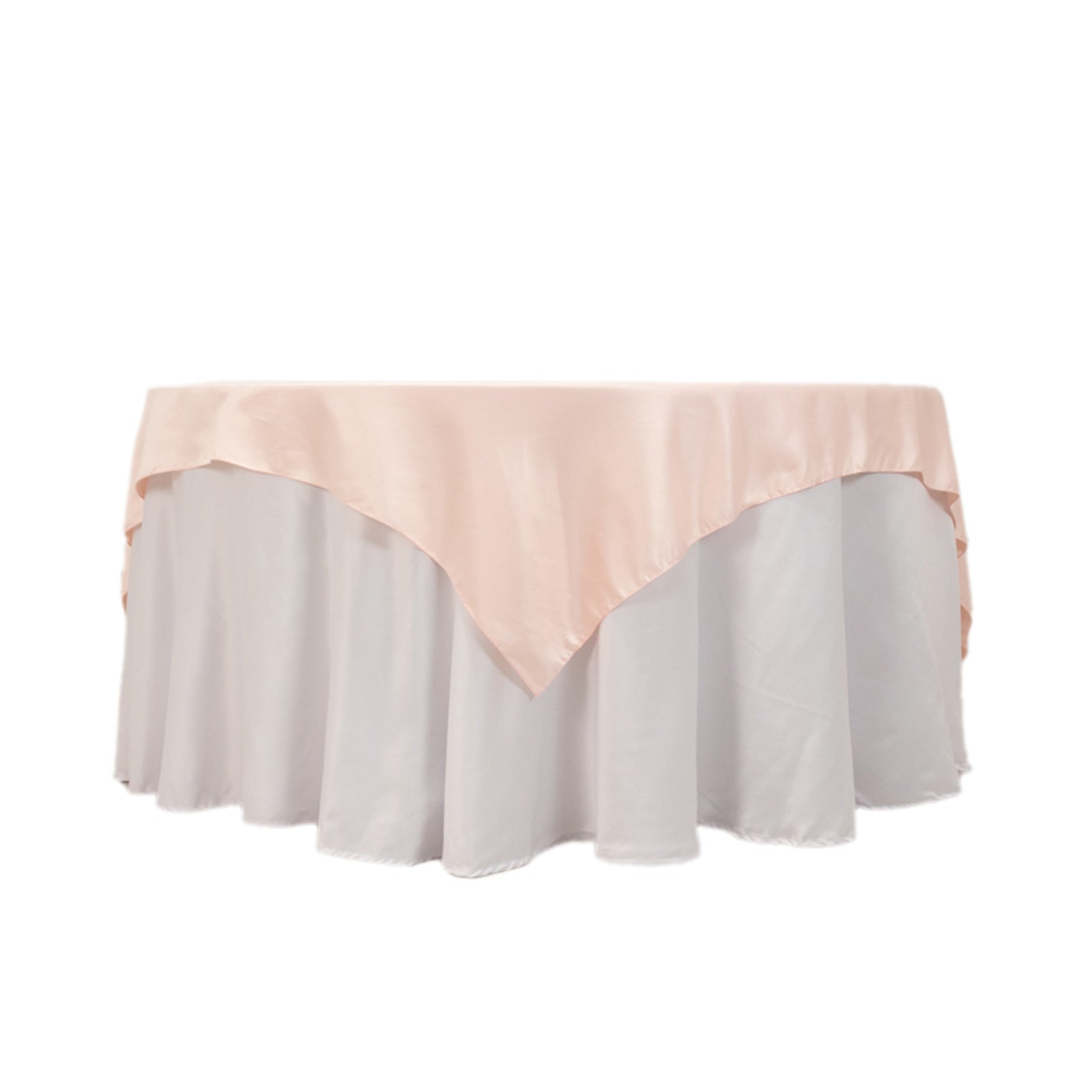 Lamour Satin 72"x72" Table Overlay Square Tablecloth Blush - Smooth Finish Table Topper - Bell Racket Store