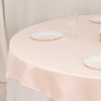 Lamour Satin 72"x72" Table Overlay Square Tablecloth Blush - Smooth Finish Table Topper - Bell Racket Store