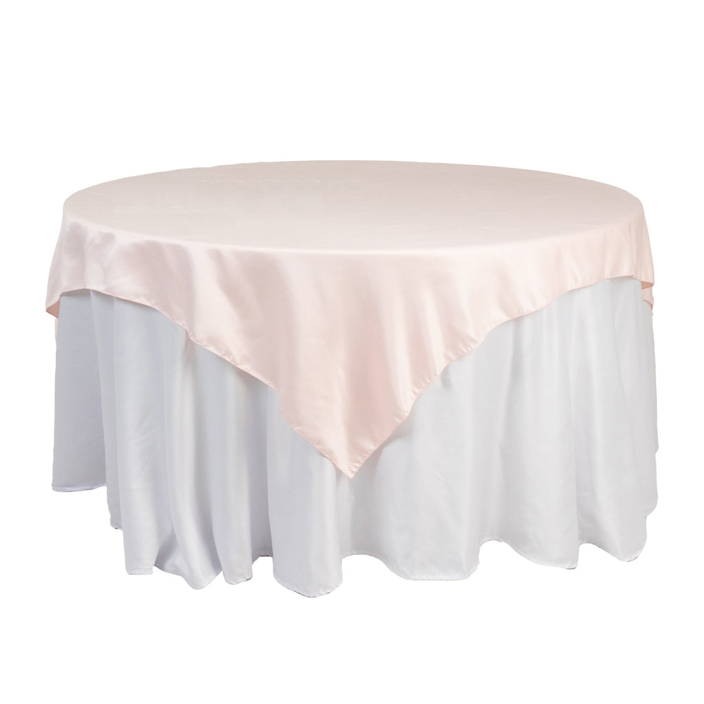 Lamour Satin 72"x72" Table Overlay Square Tablecloth Blush - Smooth Finish Table Topper - Bell Racket Store