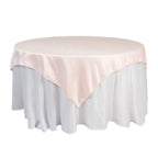 Lamour Satin 72"x72" Table Overlay Square Tablecloth Blush - Smooth Finish Table Topper - Bell Racket Store