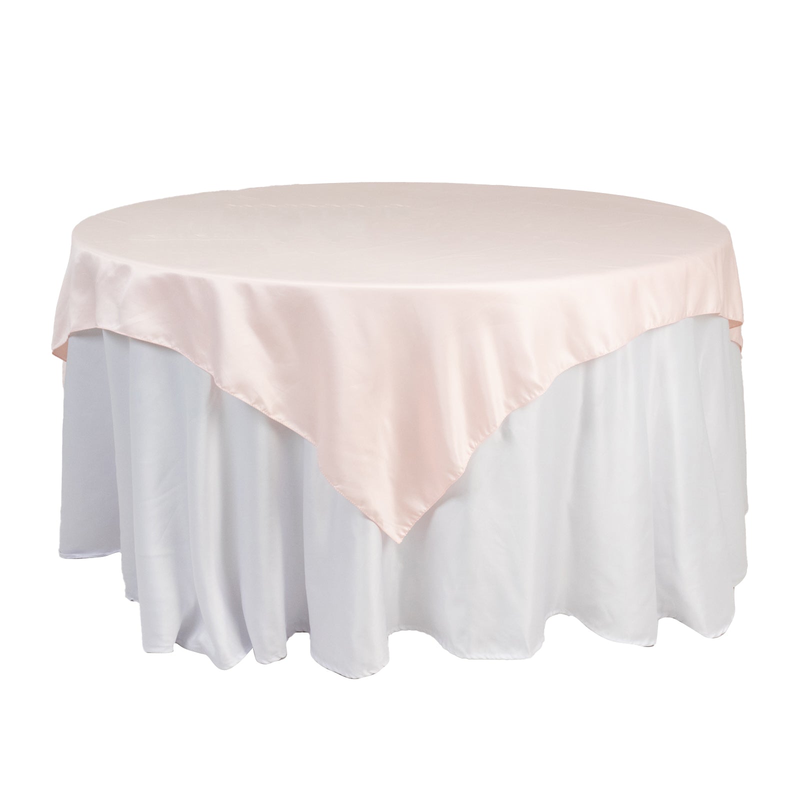 Lamour Satin 72"x72" Table Overlay Square Tablecloth Blush - Smooth Finish Table Topper - Bell Racket Store