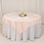 Lamour Satin 72"x72" Table Overlay Square Tablecloth Blush - Smooth Finish Table Topper - Bell Racket Store