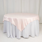 Lamour Satin 72"x72" Table Overlay Square Tablecloth Blush - Smooth Finish Table Topper - Bell Racket Store