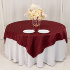 Lamour Satin 72"x72" Table Overlay Square Tablecloth Burgundy - Smooth Finish Table Topper - Bell Racket Store