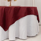 Lamour Satin 72"x72" Table Overlay Square Tablecloth Burgundy - Smooth Finish Table Topper - Bell Racket Store