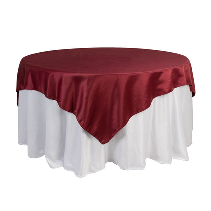 Lamour Satin 72"x72" Table Overlay Square Tablecloth Burgundy - Smooth Finish Table Topper - Bell Racket Store